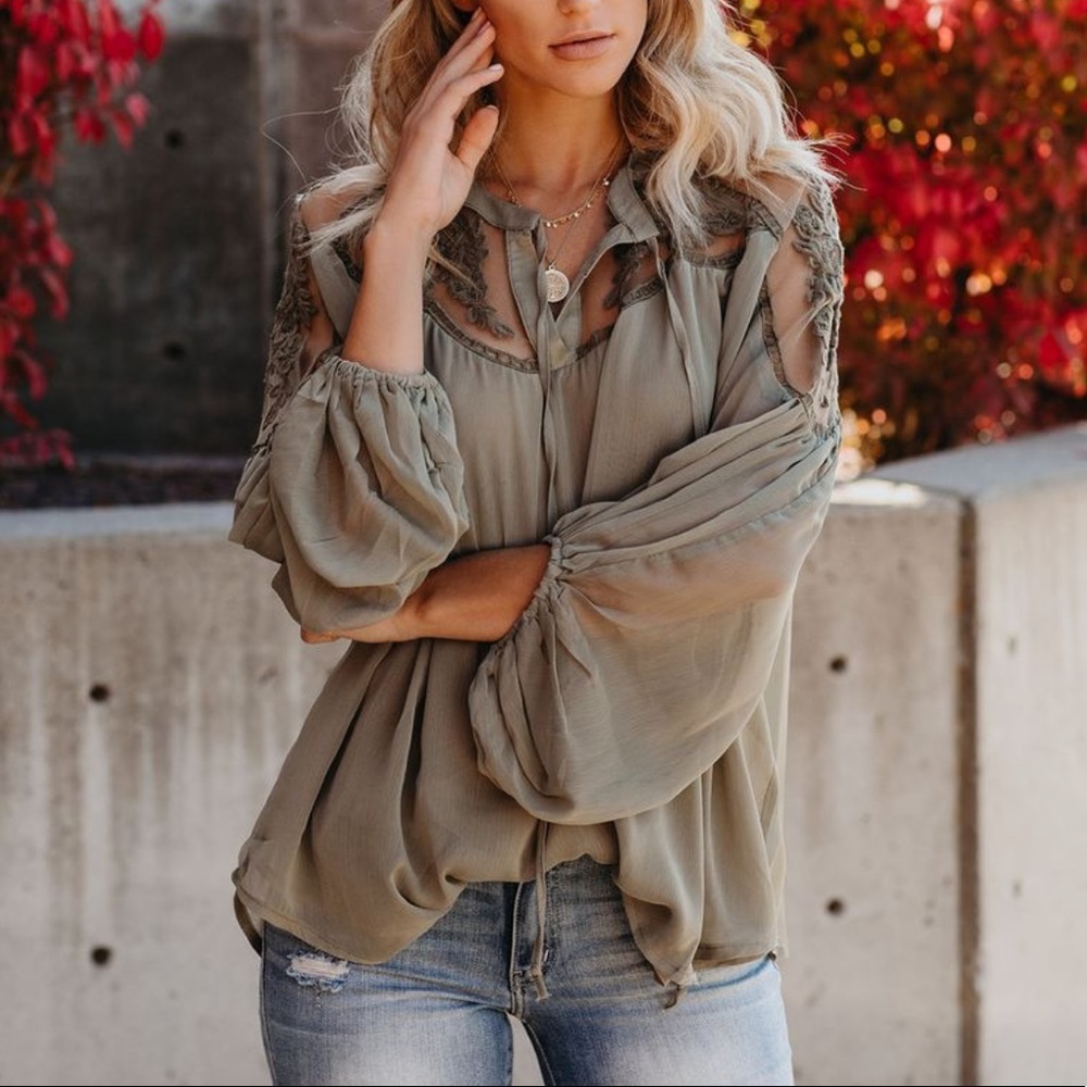 Lace Blouse - Formal Invitation Olive